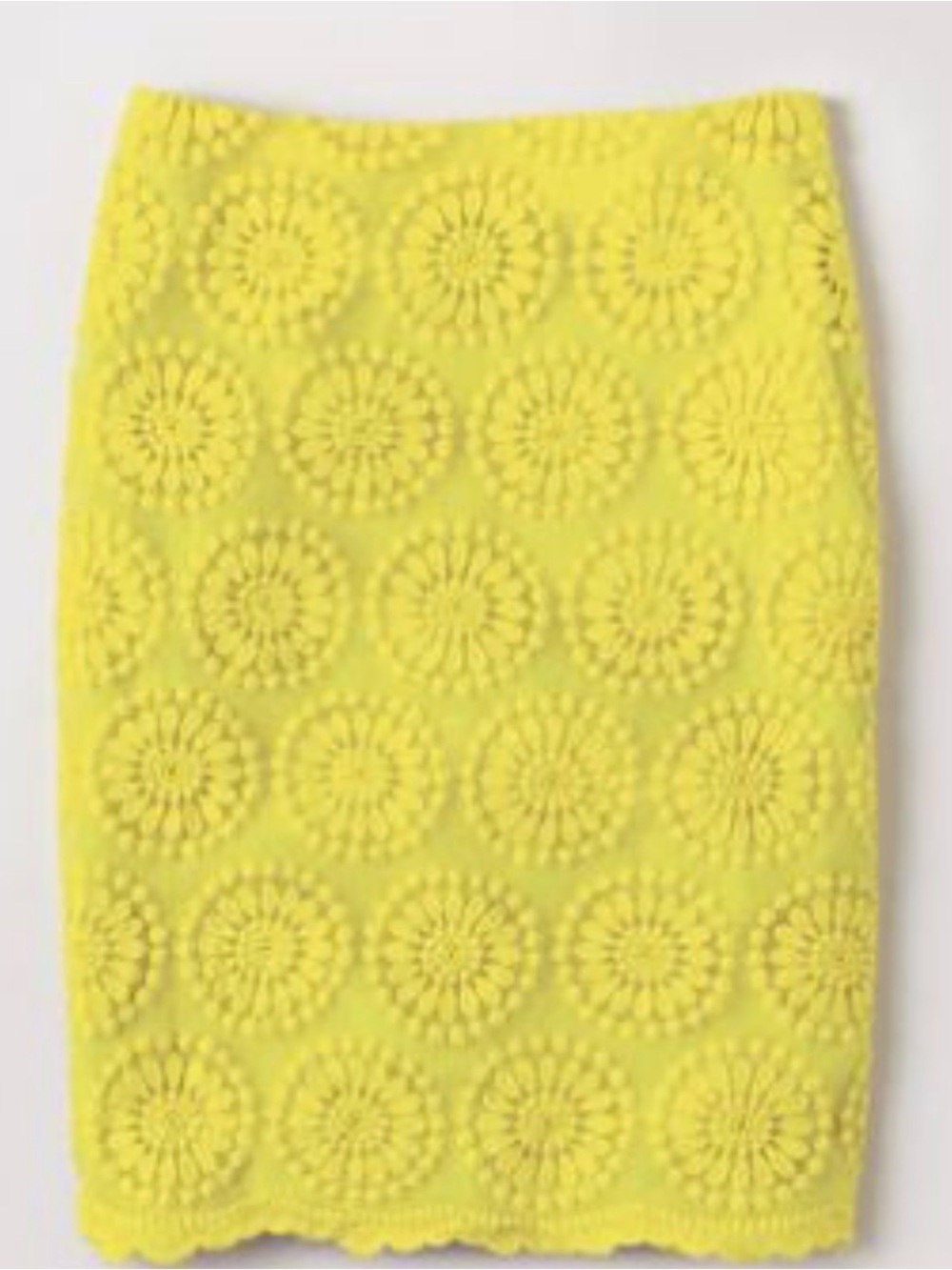Boden Bright Yellow Crochet Pencil Skirt